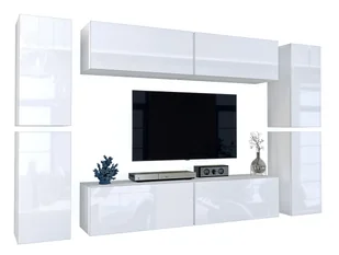 Modernistyczna meblościanka biały połysk P8-A08 - Meblościanki - miniaturka - grafika 1