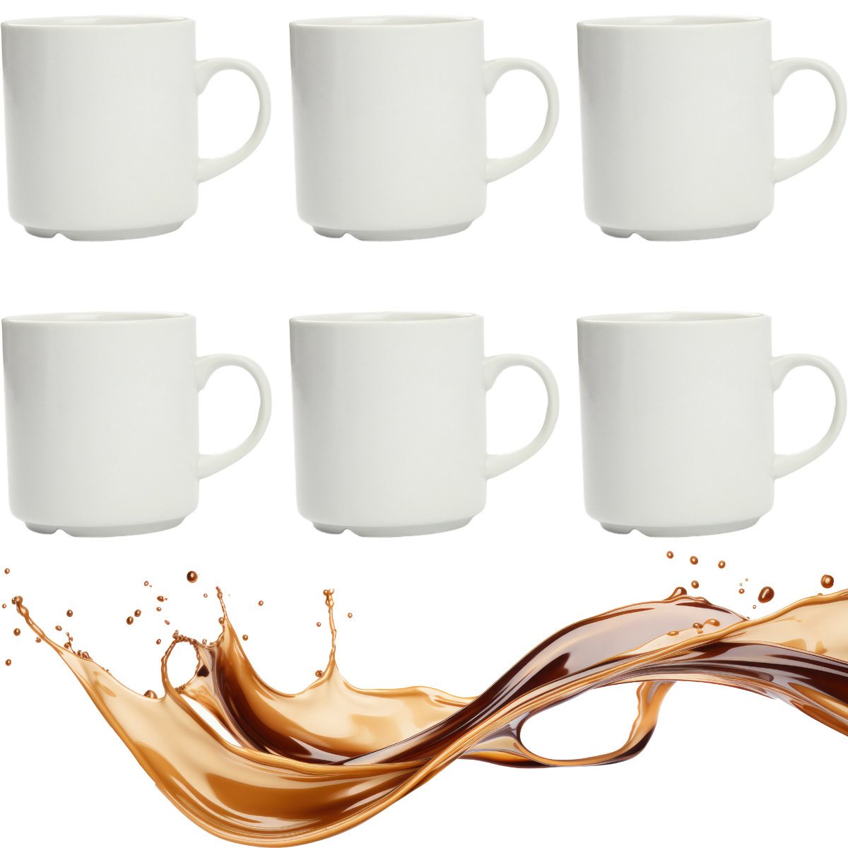 6x KUBEK PORCELANOWY BIAŁY 350ml do KAWY HERBATY NAPOJÓW