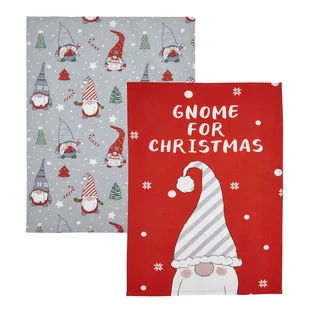 Bawełniane ścierki zestaw 2 szt. ze świątecznym motywem 50x70 cm Gnomes – Catherine Lansfield - Ściereczki, gąbki, czyściki - miniaturka - grafika 1