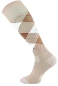 Skarpetki jeździeckie - COMODO Podkolanówki jeździeckie Karo - beżowy/brązowy/beżowy jasny - miniaturka - grafika 1