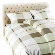 Pościel - Beżowa Pościel Z Flaneli 220x200 KRATA - miniaturka - grafika 1