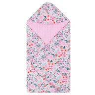 Otulacze - Otulacz dla niemowląt do fotelika, nosidełka, 77x77cm dwustronny kocyk z kapturem, kwiaty - miniaturka - grafika 1