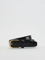 Paski - Reserved - Skórzany pasek z klamrą - czarny - miniaturka - grafika 1