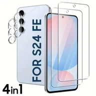 Inne - 2+2 szt. dla Samsung S24 FE Ochrona Ekranu z Ochroną Obiektywu Aparatu, Pełne Pokrycie 9H Hartowane Szkło, HD Przezroczyste Odporność na Zarysowania, - miniaturka - grafika 1