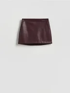 Spodenki damskie - Reserved - Spódnico-szorty z imitacji skóry - mahoniowy - miniaturka - grafika 1
