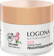 Kremy do twarzy - LOGONA naturalny kosmetyk, ujędrniający krem nawilżający, nawilżający krem do twarzy zapewniający naturalny blask, z wegańskim ekstraktem z róży organicznej i kolagenem, o działaniu przeciw starzeniu - miniaturka - grafika 1