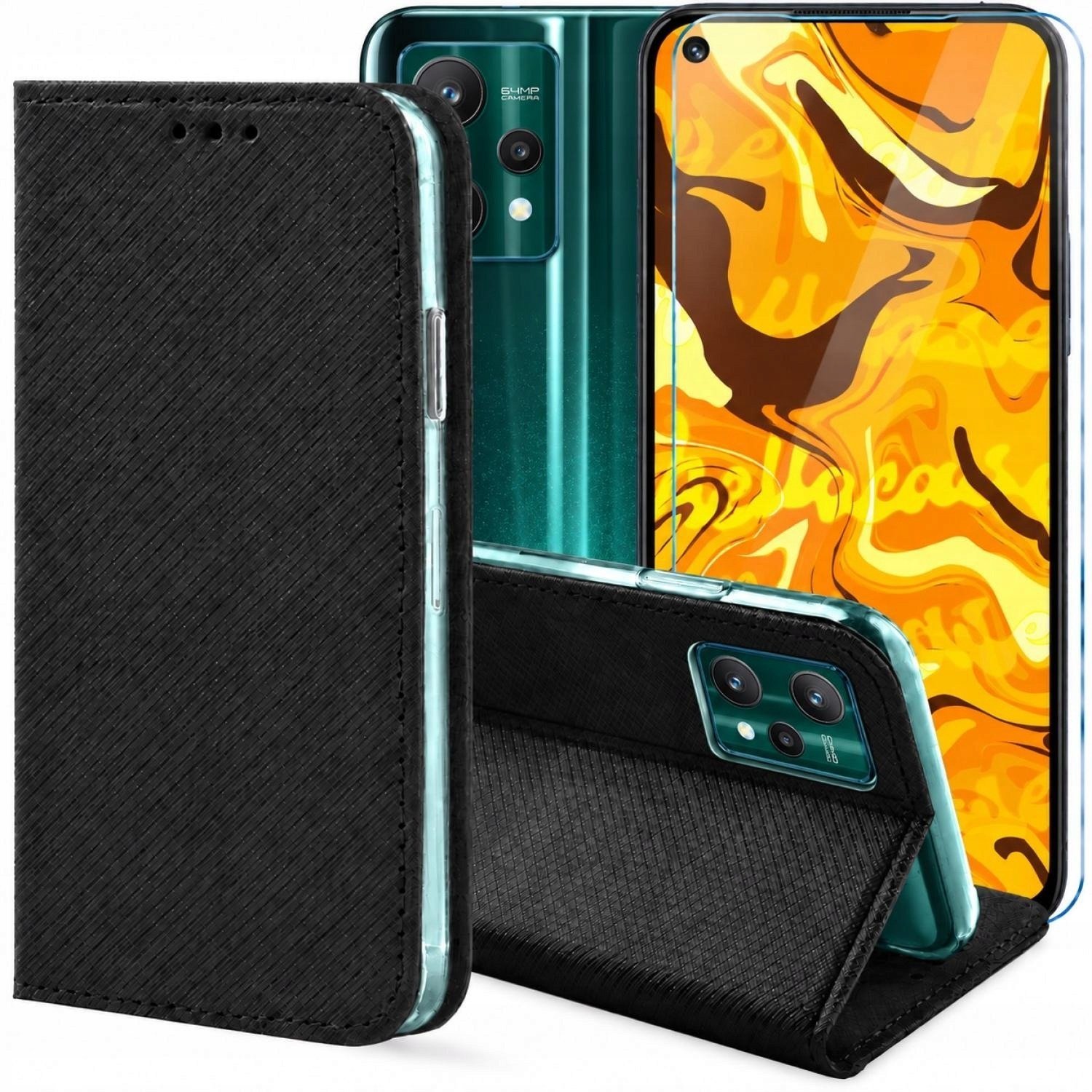 Hello Case Etui z Klapką Do Realme 9 Pro / 9 5G Czarne, Zamykane, Kabura Szkło BNDL1188
