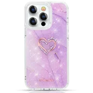 Etui i futerały do telefonów - Kingxbar Epoxy Series etui z Kryształami Swarovskiego iPhone 13 Pro marmurowy - miniaturka - grafika 1