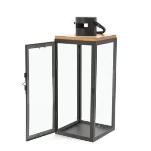 Latarnia Hogen Na Świeczkę Czarna 15X14X37 Homla - Świeczniki - miniaturka - grafika 1