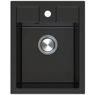 Zlewozmywaki - Zlewozmywak jednokomorowy BERG Solo ZHB 19103 Czarny bazalt 40x50 - miniaturka - grafika 1