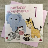 Kartki okolicznościowe i zaproszenia - białe bawełniane kartki GL220"Happy Birthday To A Very Gorgeous Little Girl" ręcznie robiona kartka urodzinowa 1 - miniaturka - grafika 1