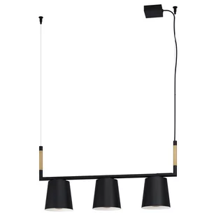Eglo Lacey 43612 lampa wisząca zwis 3x40W E27 czarna/drewno - Lampy sufitowe - miniaturka - grafika 1