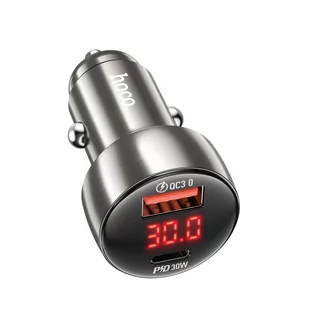 HOCO ładowarka samochodowa USB QC 3.0 + Typ C PD 48W Leader Z50 metal szary - Akcesoria do smartwatchy - miniaturka - grafika 1