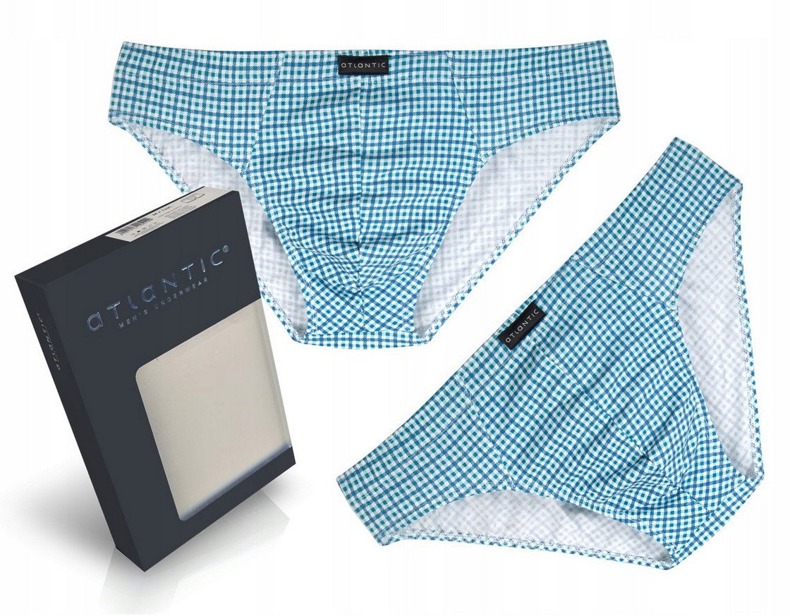 SLIPY ATLANTIC MĘSKIE MAJTKI MP1360 SPORT NIEBIESKIE W KRATKĘ 2PAK *M*