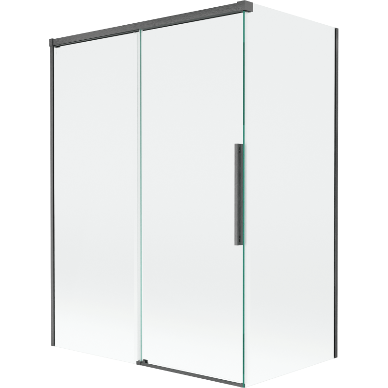 Mexen Rox parawan nawannowy 2-skrzydłowy rozsuwany 120 + 70 x 150 cm, transparent, gun gray szczotkowany - 8C9-120-070-66-00