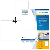 Etykiety do drukarek - HERMA Samoprzylepne etykiety foliowe odporne na warunki atmosferyczne, 4 etykiety na arkusz A4, 160 etykiet do drukarek atramentowych, 105 x 148 mm (4599) - miniaturka - grafika 1