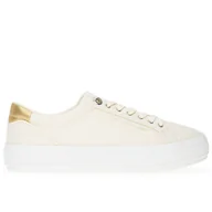 Trampki damskie - Buty Tommy Hilfiger Essential Vulc Canvas FW0FW07682-AEF - beżowe - miniaturka - grafika 1