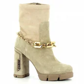 Botki damskie - Beżowe zamszowe botki CARINII - Carinii - miniaturka - grafika 1