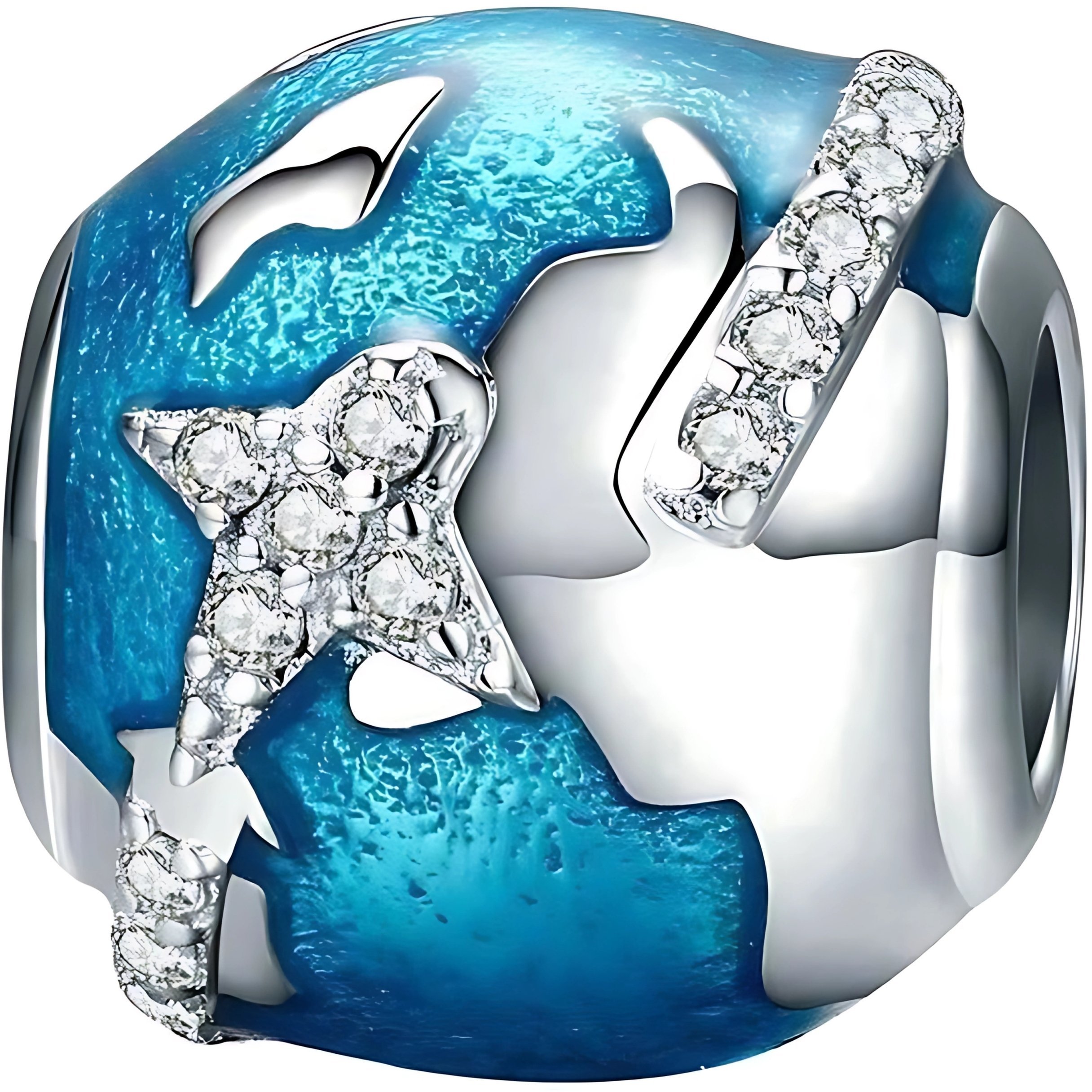 Sfera Damska CHARMS SAMOLOT GLOBUS srebro pr 925 zawieszka koralik dookoła świata podróż
