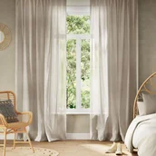 Firany - Firana jednokolorowa Zoe w kolorze beżowym z przelotkami 140x270cm - miniaturka - grafika 1