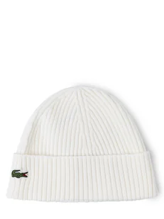 Lacoste Czapka męska Mężczyźni Wełna biały jednolity, ONE SIZE - Czapki męskie - miniaturka - grafika 1