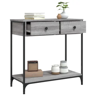 Stolik konsolowy, szary dąb sonoma, 75x34,5x75 cm Lumarko! - Konsole i sekretarzyki - miniaturka - grafika 5
