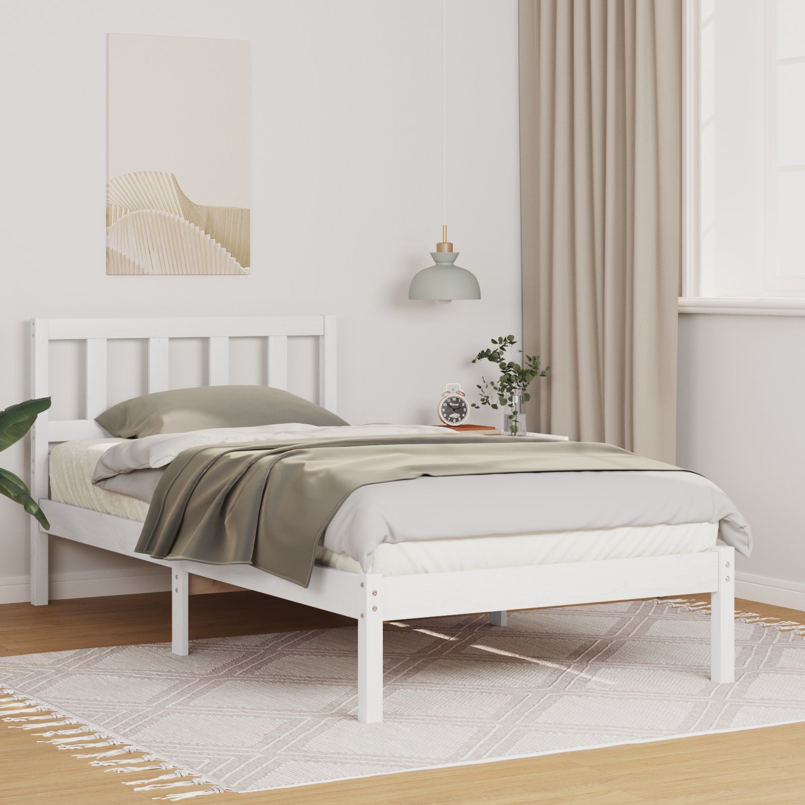 vidaXL Ramka łóżka Brązowy 100 x 200 cm Lite drewno sosnowe
