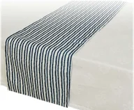 Obrusy i serwetki - Bieżnik Decoris granatowy niebieski/biały tekstylny (32 X 150 cm) - miniaturka - grafika 1