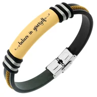Bransolety męskie - Bransoletka męska KAUCZUKOWA z grawerem łańcuszek - miniaturka - grafika 1