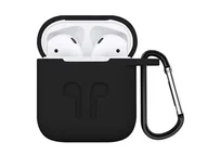 Akcesoria do słuchawek - Apple 4kom.pl Etui do AirPods silikonowe czarne + karabińczyk uniwersalny - miniaturka - grafika 1