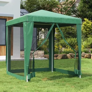 Namiot imprezowy z 4 ścianami z siatki, zielony, 2x2 m, HDPE - Pawilony ogrodowe - miniaturka - grafika 1