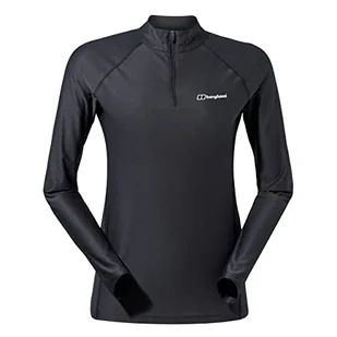 Berghaus Damska koszulka z długim rękawem 24/7, zapinana na zamek błyskawiczny Through Base Layer Top, Jet Black, 10 - Koszulki i topy damskie - miniaturka - grafika 1