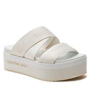 Klapki i japonki damskie - Klapki Calvin Klein Jeans Flatform Sandal Webbing In Mr YW0YW01361 Off White YBR - miniaturka - grafika 1