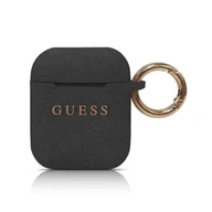 Akcesoria do słuchawek - GUESS Guess Silicone Case etui do AirPods (czarne) GUACCSILGLBK - miniaturka - grafika 1