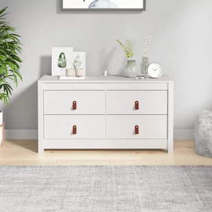 Lumarko Komoda, biały, 100x40x54 cm, lite drewno sosnowe - Komody - miniaturka - grafika 1