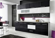 Meble kuchenne - Meble Kuchenne Kuchnia Szafki Zestaw Czarny Biały Połysk 2,6M Monika - miniaturka - grafika 1