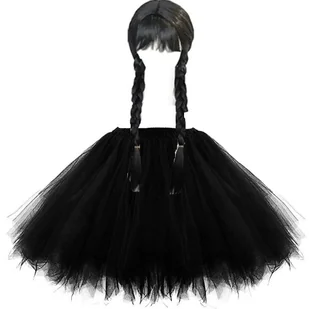 Strój Peruka Tutu Wednesday Addams R. 90-120 Cm Czarna Halloween - Dodatki do strojów karnawałowych - miniaturka - grafika 1
