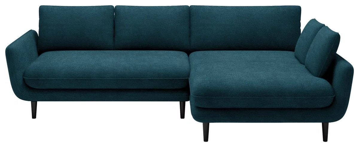 DOMO-HOME Narożnik z funkcją spania SOLANO - Elegancki skandynawski narożnik 260x167cm| Skrzynia na pościel i drewniane nóżki dla wygody i stylu Wysokiej jakości materiały Kolor ciemnoniebieski Prawo