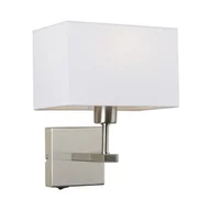 Lampy ścienne - Italux Abażurowa LAMPA ścienna NORTE WL-1122-1-A-SN-RC-WH klasyczna OPRAWA prostokątny kinkiet nikiel biały WL-1122-1-A-SN-RC-WH - miniaturka - grafika 1