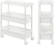Wózki kuchenne - [en.casa]® Półka na kółkach - Biała - 77 x 22 x 48 cm - Półka kuchenna Wózek kuchenny Wózek na kółkach Półka wnękowa - miniaturka - grafika 1