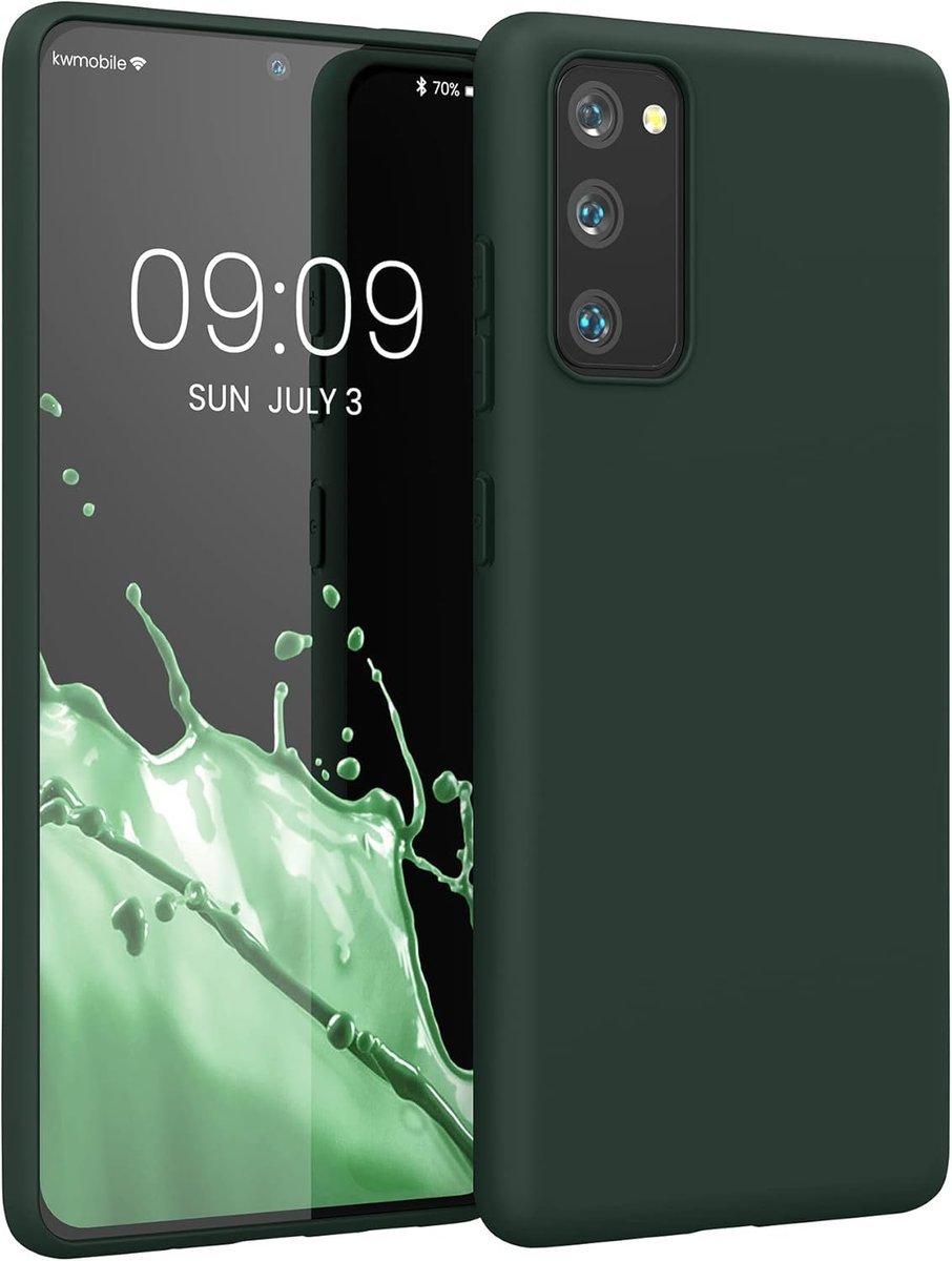 kwmobile Etui kompatybilne z Samsung Galaxy S20 FE – miękkie etui silikonowe TPU – etui nadaje się do bezprzewodowego ładowania – zielony mech