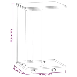 Lumarko Stolik boczny na kółkach, czarny, 40x30x63,5 cm - Ławy i stoliki kawowe - miniaturka - grafika 7
