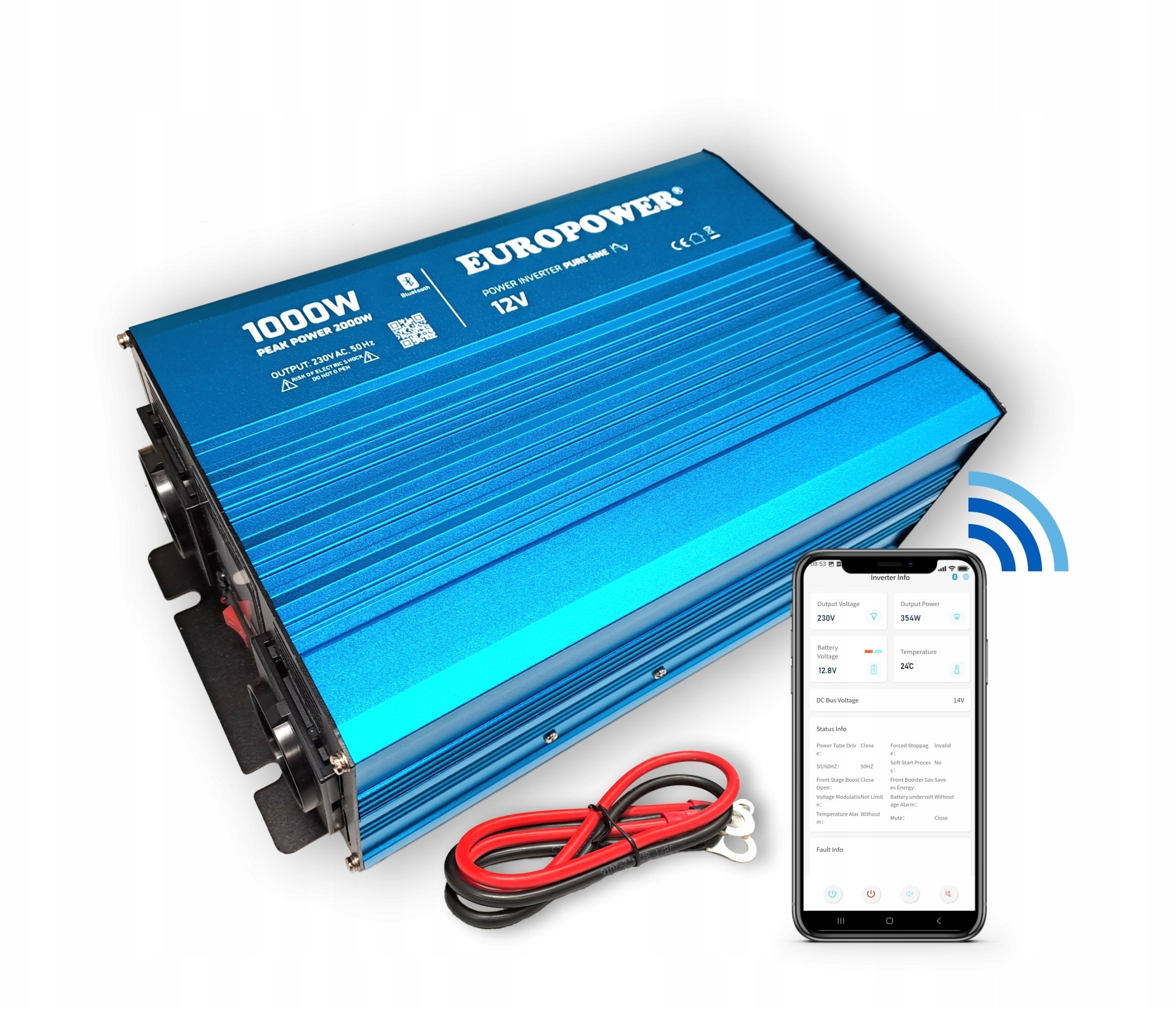 Europower PRZETWORNICA NAPIĘCIA INWERTER EUROPOWER 12V DC / 230V AC 1000W / 2000W