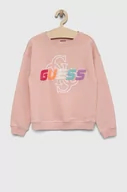 Bluzy dla dziewczynek - Guess bluza dziecięca kolor różowy z aplikacją - miniaturka - grafika 1