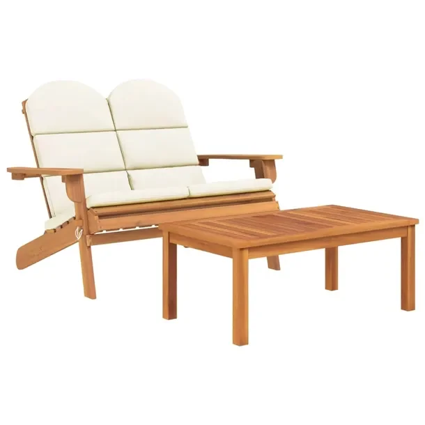 Zestaw Wypoczynkowy Adirondack z Drewna Akacjowego, 126x84x90 cm, Kremowe P
