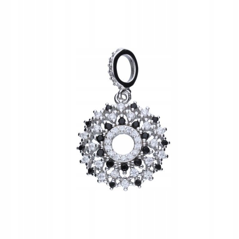 Ażurowa zawieszka srebrna 925 z cyrkoniami rodowana 18mm x 18mm na prezent
