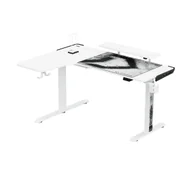 Biurka gamingowe - Ultradesk WINGER 155cm Regulacja wysokości Biały - miniaturka - grafika 1