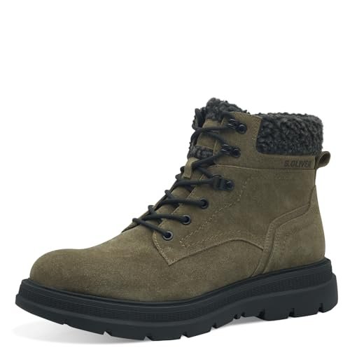 s.Oliver Męskie buty sznurowane z zamkiem błyskawicznym z podszewką, khaki, 41 EU