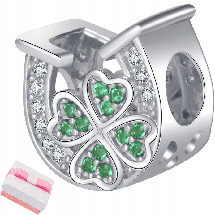 Srebrny charms koniczynka podkowa zawieszka beads charms srebro próba 925