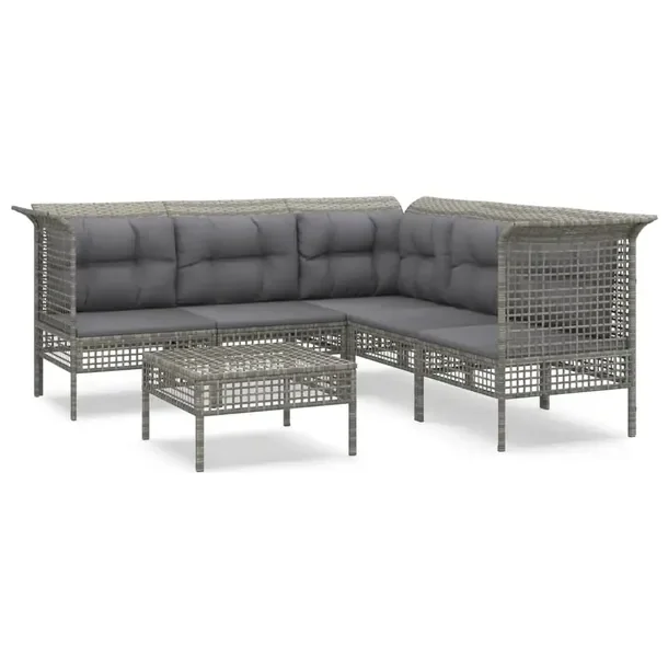 Modułowy zestaw wypoczynkowy ogrodowy szary rattan PE, 65x65x75 cm
